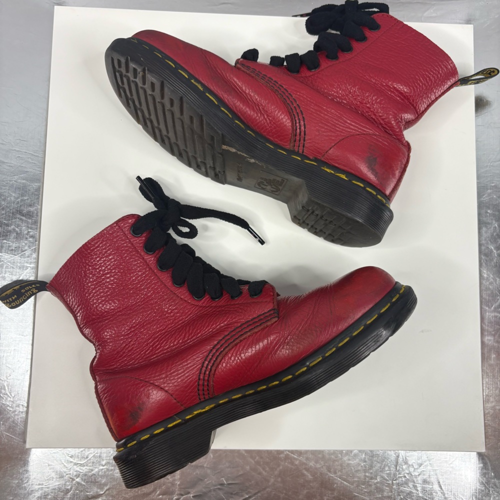 Doc Martens Red Leather Zippered Boots - Picture 7 of 11
